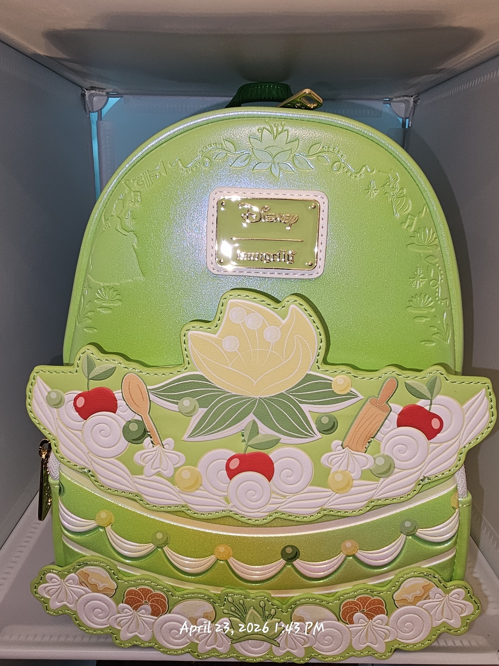 Loungefly Disney The Princess & The Frog Tiana Cake Backpack in a Bright Green